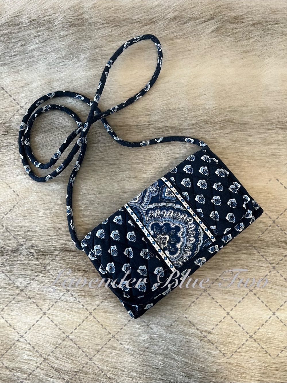 Vintage VERA BRADLEY Nantucket Blue 2005 Wallet With A String Travel Convertible